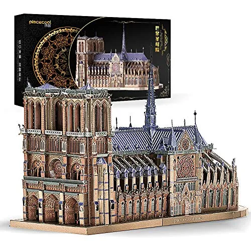 Piececool Puzzle 3D in metallo per adulti – Notre Dame Cattedrale Parigi DIY 3D in metallo modello per adulti, ideale come regalo di compleanno per adulti, 382 pezzi