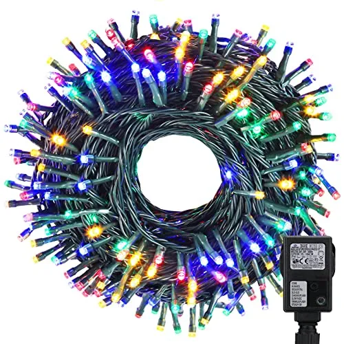 iShabao Luci Natale Esterno 20M 200 LED Luci Albero di Natale Catena Luminose Colorate Luci Natalizie da Esterno ed Interno Ideale per Addobbi Albero di Natale Balcone Giardino (Cavo Verde)