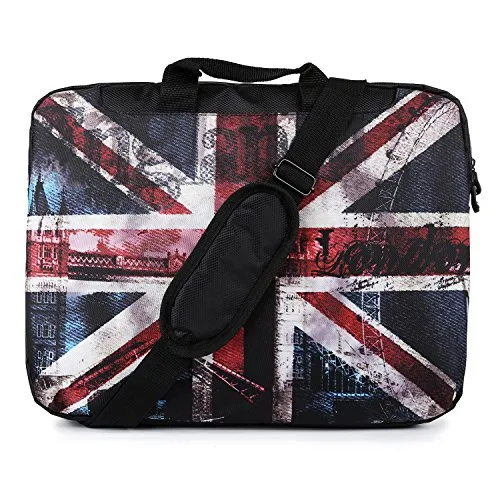 TaylorHe - Borsa per pc portatile da 15/15,6/16 pollici, in nylon resistente, con motivi colorati, tasche laterali, maniglie e tracolla staccabile London Bridge, Union Jack