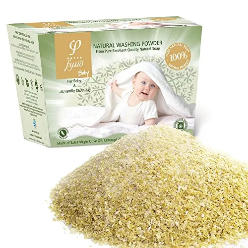 Fysio Bio Detersivo in Polvere per Bambini/Neonati | Prodotto con Saponi di Olio d'Oliva Grattugiati Naturali al 100% Arricchiti con Clorofilla, estratto di Camomilla, Lavanda e Calendula | 600gr