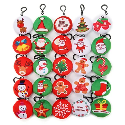 king do way Set di Portachiavi Espressioni Faccine in Peluche, Decorazione per Borsa / Zaino / Backpack / Sacchetti / Festa, Regalo per Bambini / Amici / Famiglia / Festa (25pz Natale)