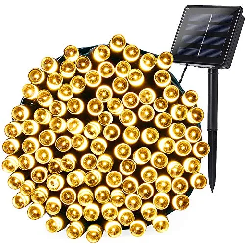 Qedertek Luci Natale Esterno Solare 22M 200 LED, Luci Stringa Impermeabile da Giardino Impermeabile, Luci Natalizie da Esterni, Addobbi Natalizi a Albero di Natale, Balcone, Patio (Bianco Caldo)