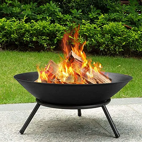 Amagabeli Braciere da Giardino 57 cm Braciere da Esterno in Acciaio con Trepiede Bracere Giardino per Fire Pit per Riscaldamento Barbecue Cestino per Fuoco Festa, Campeggio,BBQ Legna o Carbone