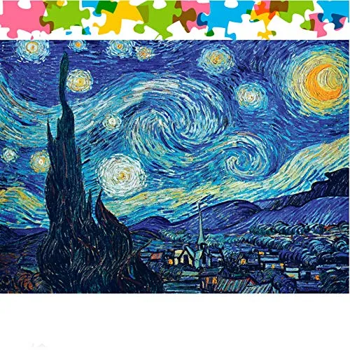 Puzzle U/A più spessi per adulti e bambini, 1000 pezzi, notte stellata di Van Gogh Puzzle cielo stellato, ideale per il tempo in famiglia, pezzi si adattano perfettamente, 70 x 50 cm