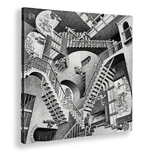 Giallobus - Quadro - Maurits Cornelis Escher - Relativity - Tela Canvas - 50x50 - Pronto da Appendere - Quadri Moderni per la casa