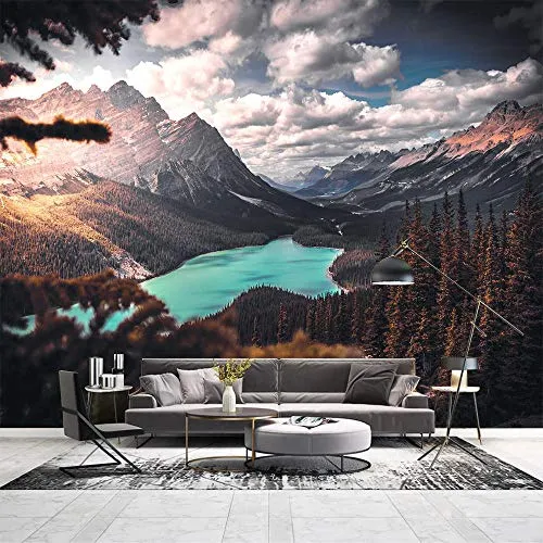 Foto Murale 3D Di Carta Da Parati Pittura 350X245Cm Affacciato Sul Magnifico Scenario Di Montagne E Fiumi Camera Da Letto Decorazione Quadri Mural