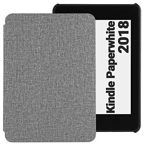 EasyAcc Custodia Compatibile per Kindle Paperwhite 2018 (10ª Generazione - Modello 2018) - Ultra Sottile Cover in Pelle con Sonno/Sveglia la Funzione - Grigio
