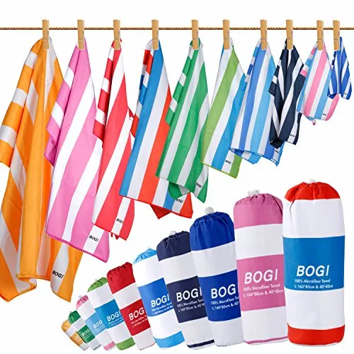 BOGI Microfiber Sports&Travel Towel-Pack of 2–L:160x80cm with Hand/Face Towel for Travel Bath Beach Swim Camping Gym Yoga,Dry Fast Absorbent Soft Lightweight-Pouch+Carabiner(L:Red)