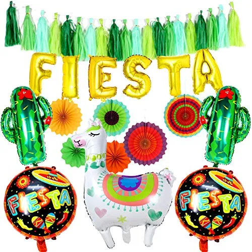 Tacobear Fiesta Messicano Party Decorazioni colorato Ventagli di Carta Fiesta Palloncino Bandiera Fiesta Feste Tassel Ghirlanda Lama e Cactus Palloncini per Messico Feste Compleanno Fiesta Forniture