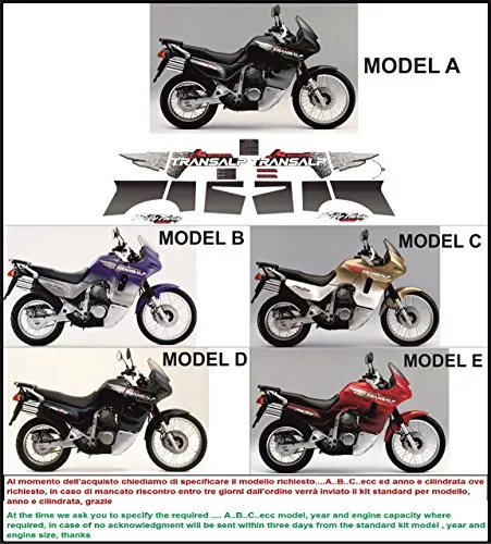 Kit adesivi decal stikers HONDA TRANSALP XL 600 V 1997-1999 (INDICARE IL MODELLO A o B o C o D o E)