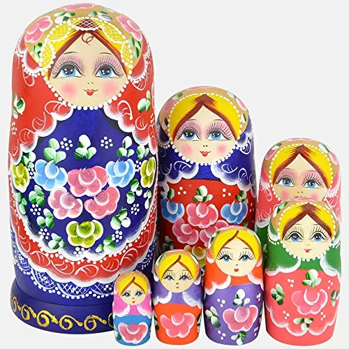 YAKELUS Marchio di Matrioska specializzato, nesting dolls Matrioske Bambola Matrioska russa in 7 pezzi, tiglio di zona frigida, regalo e giocattolo