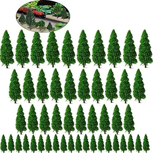 Xinlie Modello Alberi in Miniatura Alberi Treni Ferrovie Scenario Architettonico Paesaggio Alberi Modello Treno ad Albero Modello Misto Albero di Treno per Fai da Te Paesaggio, Verde Naturale(50Pezzi)
