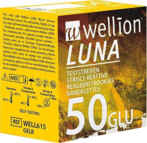 Med Trust Dispositivo Medicale Wellion Luna Glicemia, Strisce, Multicolore, 50 Unità