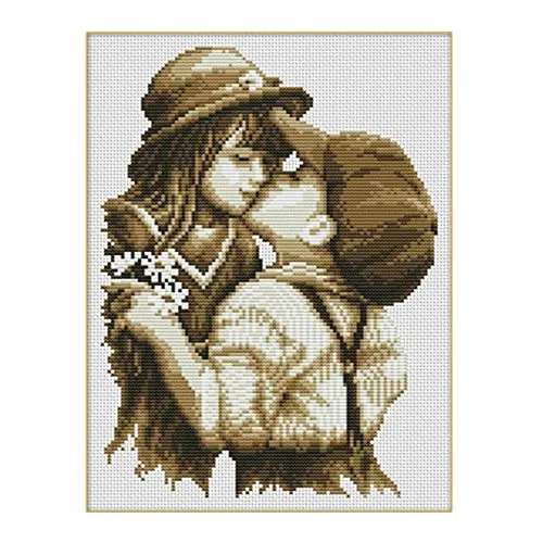 Eizur DIY Handmade Needlework Punto Croce primo bacio Ricamo Kit Precisa Stampato decorazione domestica Taglia 32*40cm--Senza Borsa degli attrezzi