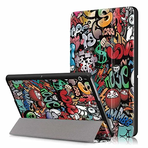 Xuanbeier Ultra Sottile Custodia e leggera PU Case Cover per HUAWEI Mediapad T3 10 Tablet 9.6 pollice Modello 2017,Graffiti