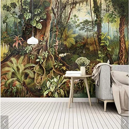 Carta da Parati Tropical Jungle 3D Wallpaper Soggiorno Camera da Letto Divano TV Sfondo Murale, 300 Cm (W) X 210 Cm (H)