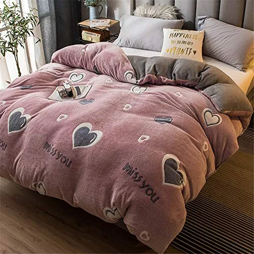 XJBT Inverno Stampa Set Trapunta Addensare Morbido Flanella Copripiumino Cartone Animato Singolo Doppio Stella Parure da Letto Atmungsaktive per Bambino Gioventù Adulto EtcC-200x230cm(79x91inch)