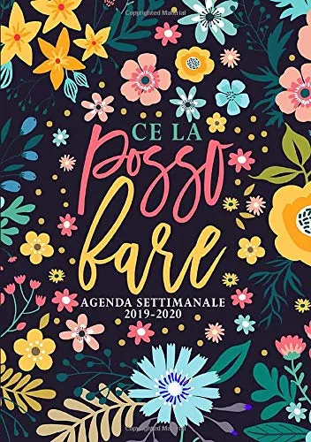 Ce la posso fare: Agenda settimanale 2019-2020: 1 luglio 2019 - 30 giugno 2020: Agenda settimanale e mensile, Organizer & Diario: Motivo floreale moderno in rosa, blu & giallo 5109