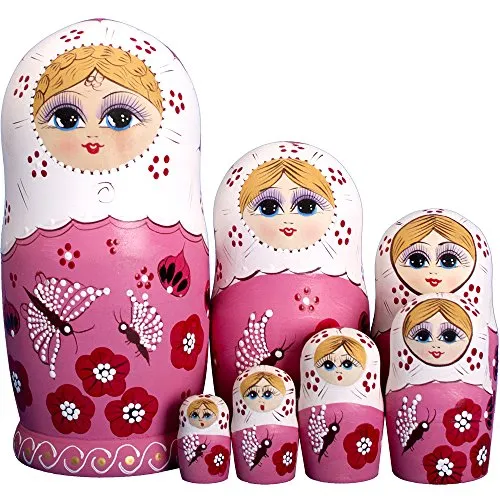 YAKELUS Marchio di Matrioska specializzato, Nesting Dolls Matrioske Bambola Matrioska Russa in 7 Pezzi, Tiglio di Zona frigida, Regalo e Giocattolo