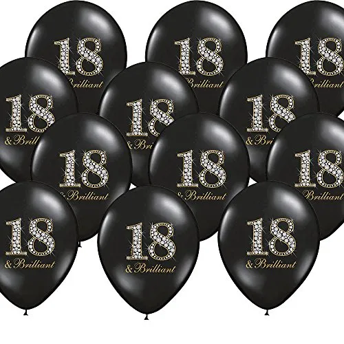 12 palloncini 18. Compleanno, nero brillante, decorazione per feste – Kleenes Traumhandel®