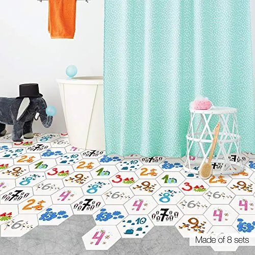 EXTSUD Adesivi per Pavimento Piastrelle Antiscivolo Set 10 Pz Adesivi Murali Bambini a Esagono Impermeabile Wall Stickers da Cameretta Bambini Bagno Cucina Camera da Letto Decorazione Casa (Numeri)