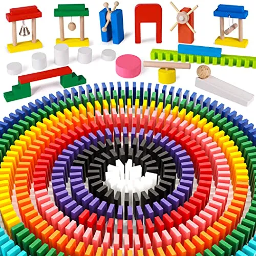 Lewo 1000 pezzi mattoncini in legno per domino per bambini, con borsa