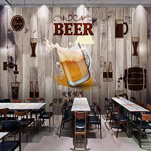 Fotomurali da parete decorativa murale decorativa della parete del fondo della pittura della birra di legno murale della 3D,365X255CM(WxH)