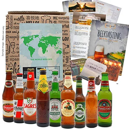 Regalo della birra come regalo di compleanno per uomo, insolita idea regalo Viaggio della birra in tutto il mondo con 9 fantastiche birre da 0,33 l da tutto il mondo