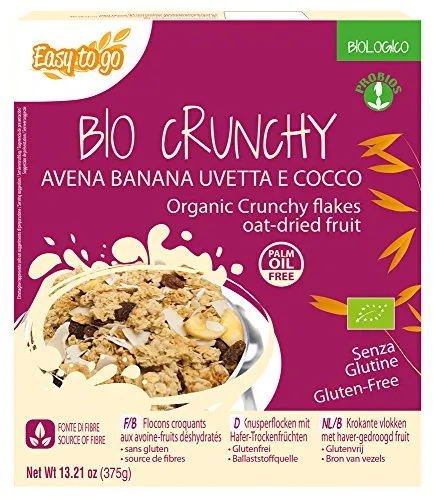 Probios Bio Crunchy Avena Banana Uvetta e Cocco - 375 gr, Senza glutine