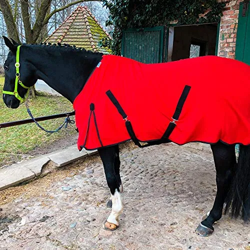 Pferdelinis Coperta per Cavallo con Fascia Incrociata per Cavalli, Pony – Coperta per Cavallo in Pile Traspirante – per Asciugatura e Calore rapidi