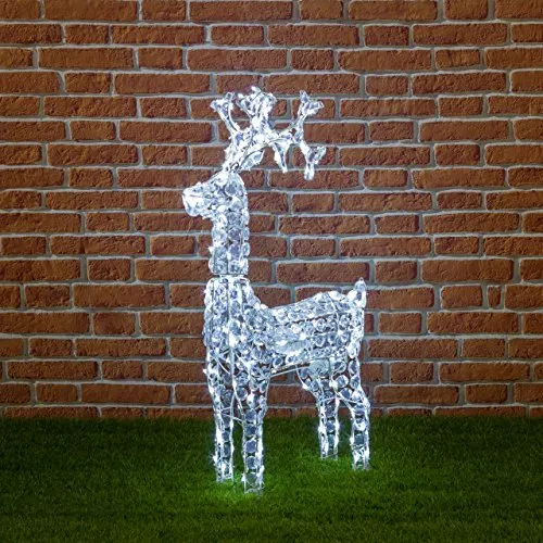 XMASKING Renna con Cristalli, 200 LED Bianco Freddo, H 90 cm, Renne Luminose, Decorazioni di Natale per Giardino, luci Natalizie
