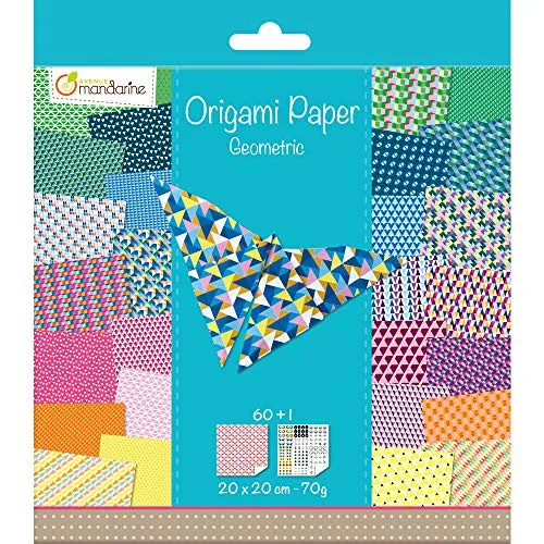 Avenue Mandarine 52501MD-Cartoncini Decorati per Origami 20 x 20 cm Geometrico, Carta, Multicolore