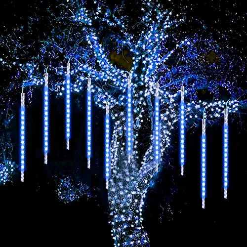 WASAGA Meteor Lights, Luci da pioggia a LED 20 tubi 960 LED (confezione da 2) 50cm Luci di caduta per ghiaccioli di Natale Luci da neve per Natale Festa di nozze Urban New Year Garden Tree Home Decor