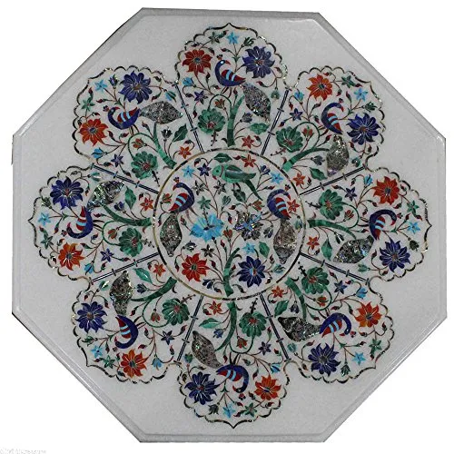 artigianato look marmo centro tavolo intarsio pietra dura floreale lavoro casa Decor