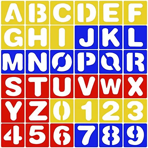36 Pezzi Lettera + Digitale Lettering Stencil Alfabeto Plastica Stencil Set per Bambino Fai da Te Pittura Apprendimento (Colore Casuale)