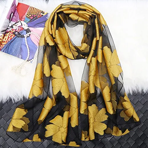 LLZWJ Scialle/Protezione Solare/Decorazione/Regalo/Sciarpa Sciarpa Lunga da Donna con Scialle Lungo Scialle da Sole Protezione Solare da Spiaggia Un Giallo