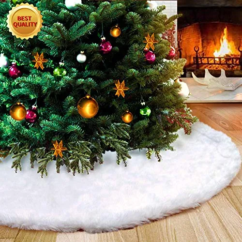 STCLIFE Gonna Albero di Natale, 90 cm soffice Neve Bianco Natale Decorazioni Albero di Natale Vacanze gonne (h-Bianco)
