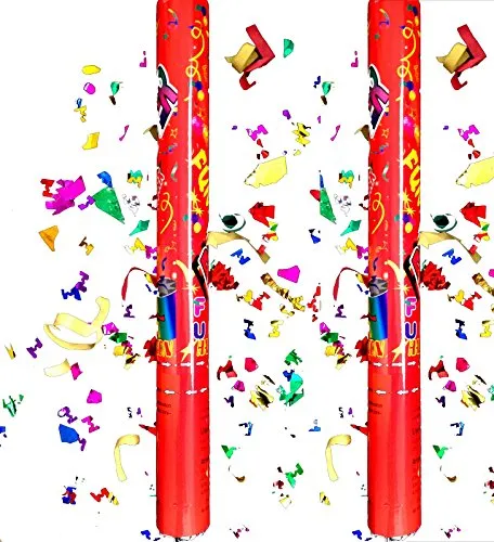 takestop® Tubo SPARACORIANDOLI Tubi Set 2 Pezzi Colorati Tubo Cannone 50 CM Art_69262 Festa Party Compleanno Laurea Matrimonio SPARA CORIANDOLI Fantasia Casuale