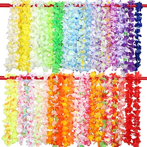 GWHOLE 50 Pezzi Ghirlanda Hawaiana Collana Tropicale Ghirlande Hawaii Hula Multicolori Fiori Ghirlande Festa per Vacanze Matrimoni Spiagge Decorazioni di Compleanno