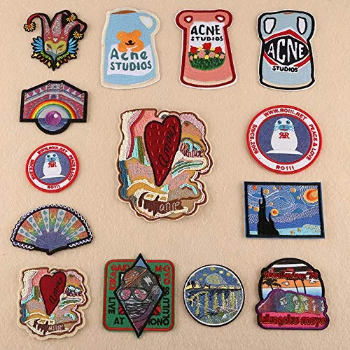 A/N Iron on Patches Toppe Termoadesive Ricamo da per la Riparazione o Il DIY di Magliette, Jeans, Vestiti, Borse e Altri Tessuti, 14pcs Perline Smalto per Capelli Pagliaccio Cuore Rosso