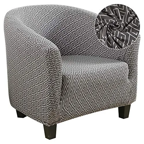 papasgix Copripoltrona Chesterfield Elasticizzato,Copridivano Stampati 1 Posto Antiscivolo Lavabile,Modern Copripoltrona Club per Tullsta, Bancone, Soggiorno, Reception,Geometrico/Grigio 3