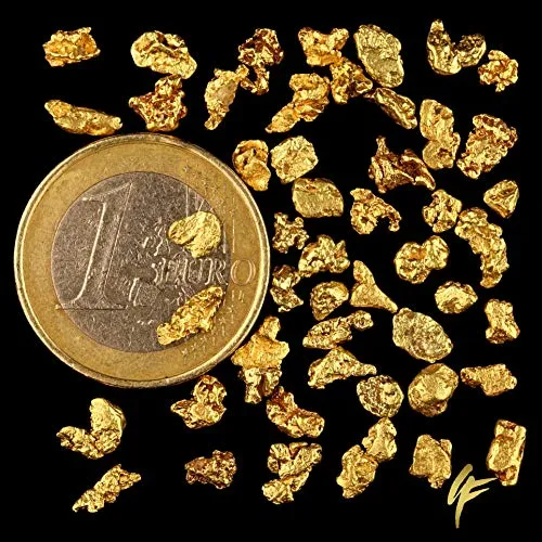 1 grammi di vero pepite d'oro XL con 20 - 23 carati in alaska con certificato di autenticità. Dimensione per Nugget 4 - 8 mm