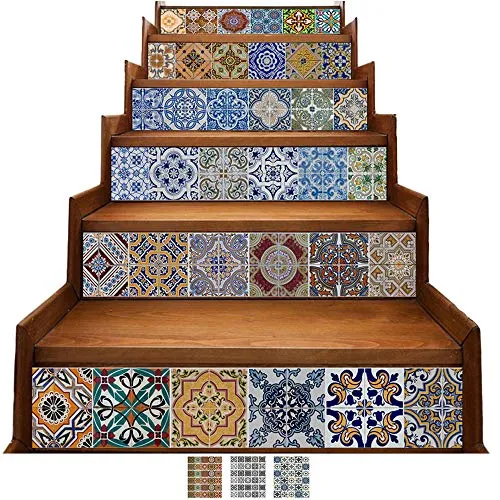 Y-Step Adesivi decorativi per scale, in vinile, impermeabili, ideali per un rinnovamento fai-da-te, impermeabile, 6 pezzi da 18 x 100 cm circa, Stile 1