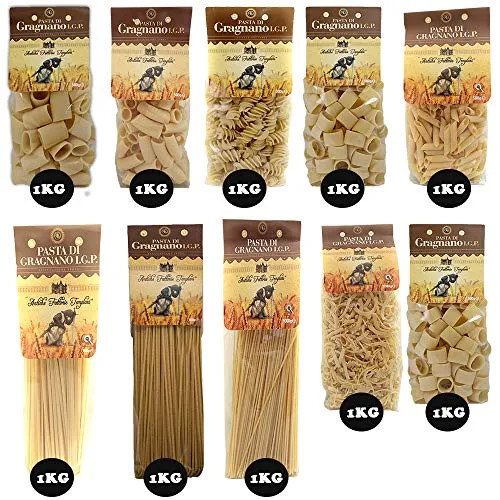 10 Kg Pasta di Gragnano IGP | Semola di Grano Duro | Collezione Antiche Fattorie Templari | Eccellenza Italiana | Trafila Bronzo | Cucina Partenopea | Idea Regalo