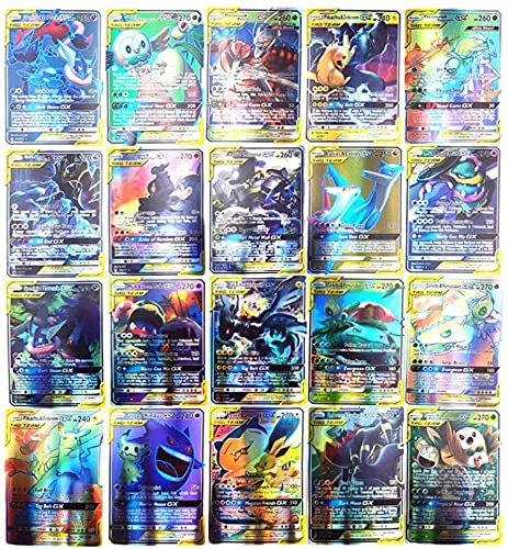 Pokemon Carte, AUMIDY 100pz Poke Cards TCG Style, 95GX+5Mega Carte Pokemon Box, Pokemon Flash Card Carta Iniziale Carta Collezionabile GX EX Mega Energy Trainer carte