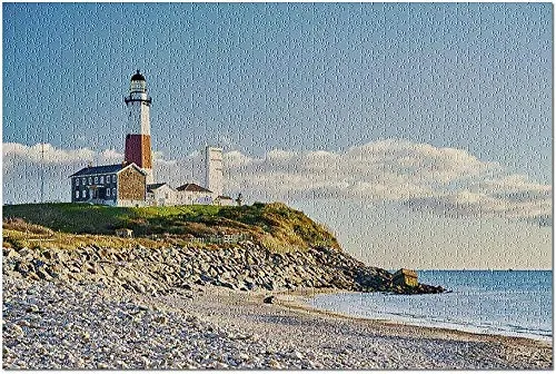 YYTOOF HD Long Island New York - Montauk Lighthouse & Beach 9018287 (Premium 500 Piece Jigsaw Puzzle for Adults 52*38 cm)