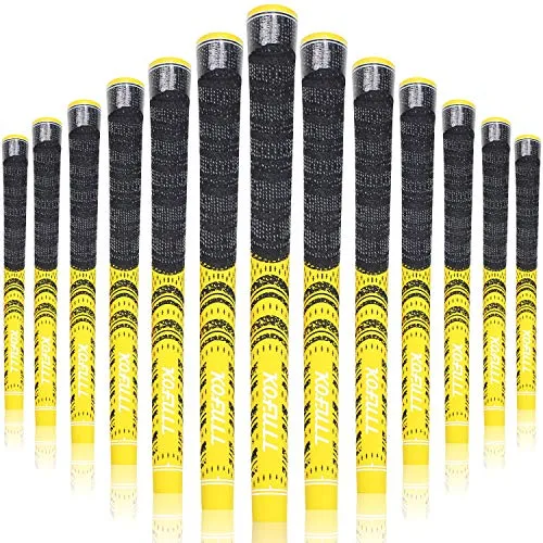 kofull Gifts-Golf Grips - Set di 13 manopole in Filo di Carbonio per Mazze da Golf, Misura Standard R60, Antiscivolo, Yellow