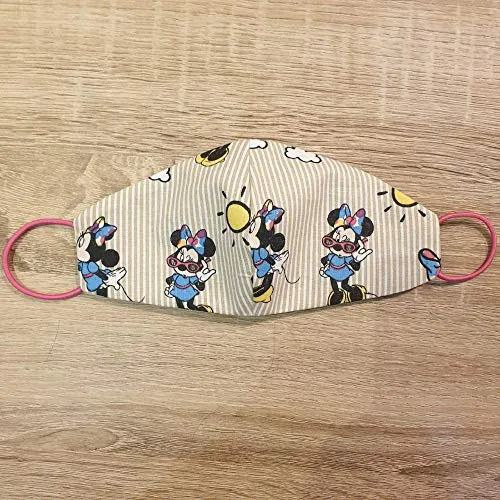 Mascherina artigianale bambini lavabile topolina Minnie mouse cotone con tasca per filtro maschera protezione facciale