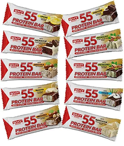 Box da 24Pz. 55 Protein Bar Why Sport Cioccolato Bianco Pistacchio (SENZA GLUTINE)