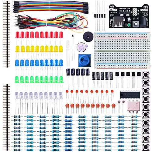 ELEGOO Kit Elettronico con Breadboard, Cavetti, Resistenze, Condensatori, LED, Potenziometri (235 Pezzi) per Raspberry Pi UNO R3 MEGA